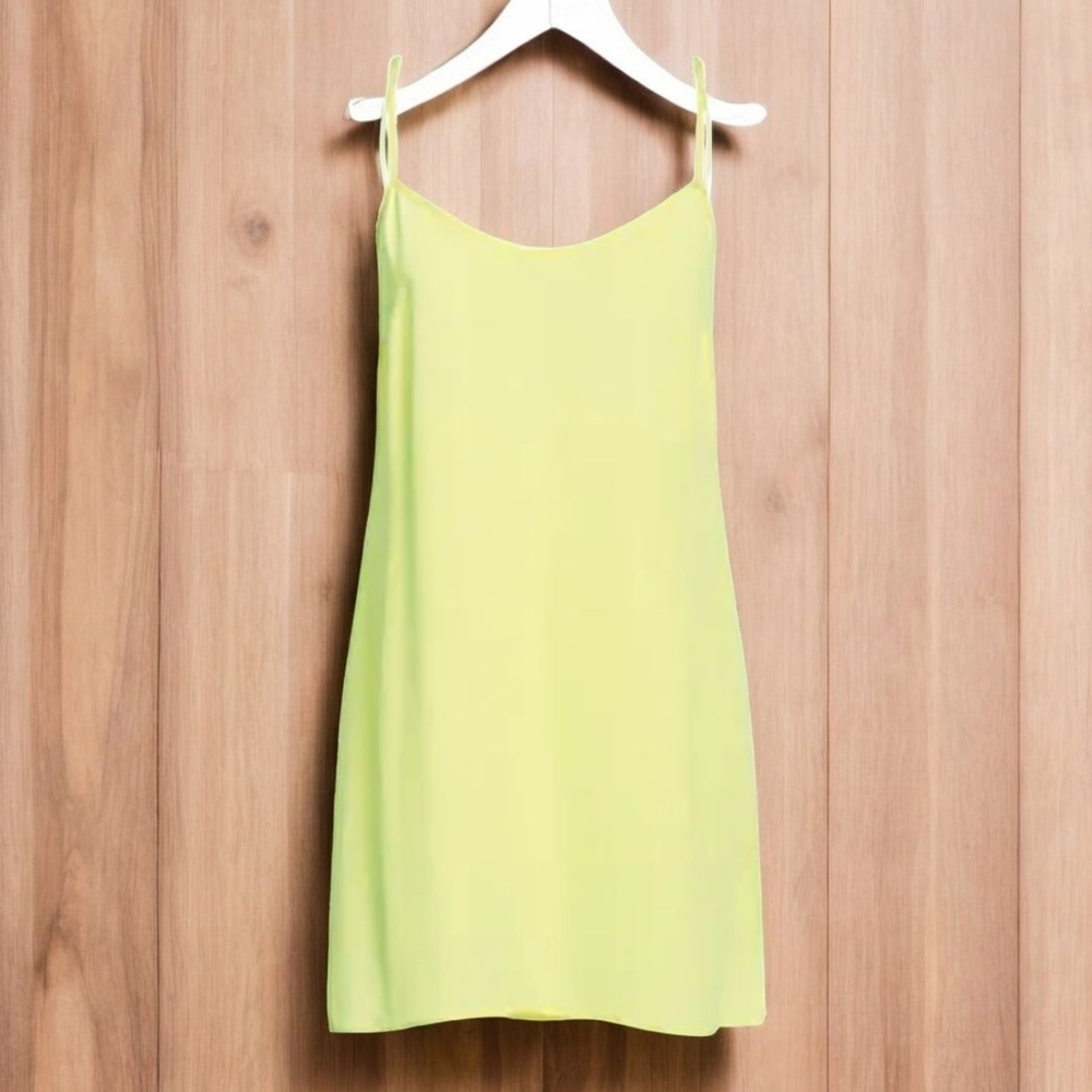 Saloni Camisole Slip Dress Flirty Lightweight Fairy Chartreuse 4 - Picture 3 of 10